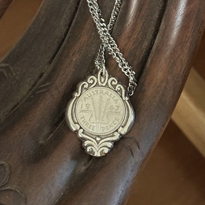 1947 Australian Threepence Souvenir Spoon Necklace