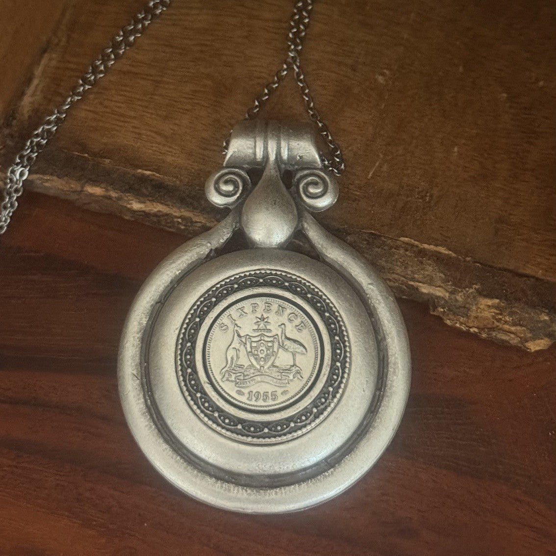 1955 Australian Sixpence Coin Necklace