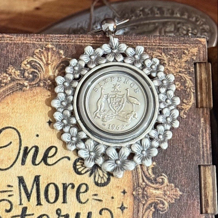 1962 Australian Sixpence Flower Necklace