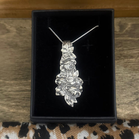 Sterling Silver Antique Rose Necklace