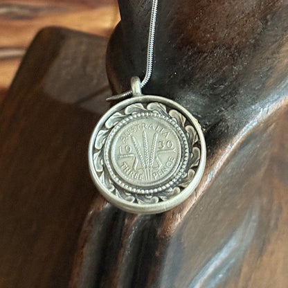 1950 Australian Threepence Coin Necklace
