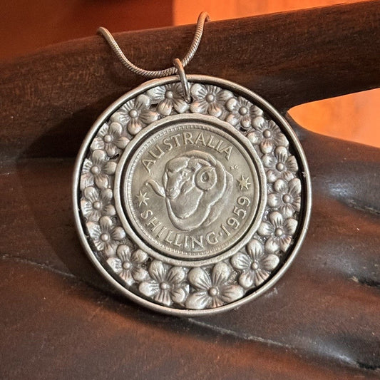 1959 Australian Shilling Necklace Merino Ram Wearable History