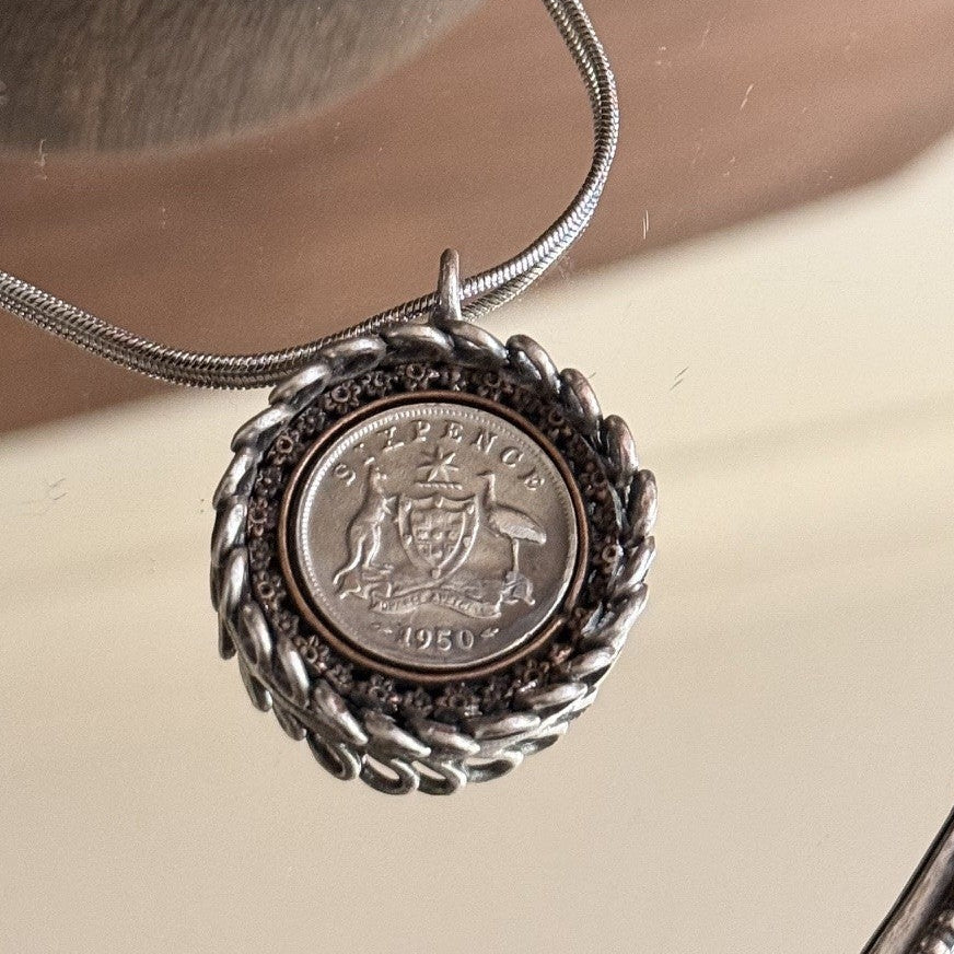 1950 Australian Sixpence Coin Necklace