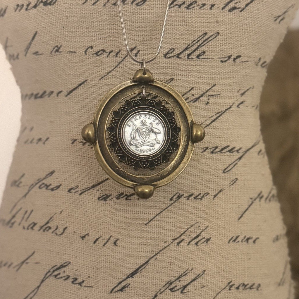 1959 Australian Sixpence Statement Necklace