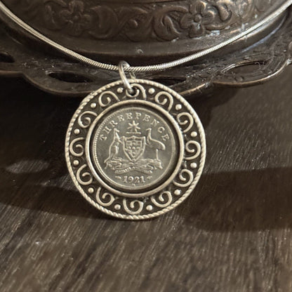 1921 Australian Threepence Necklace | Wearable Australian History
