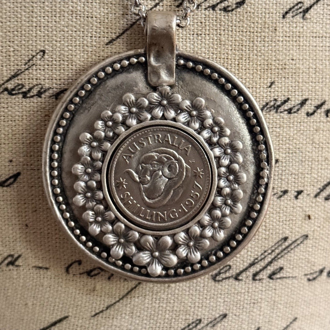 1957 Australian Merino Ram Shilling Necklace