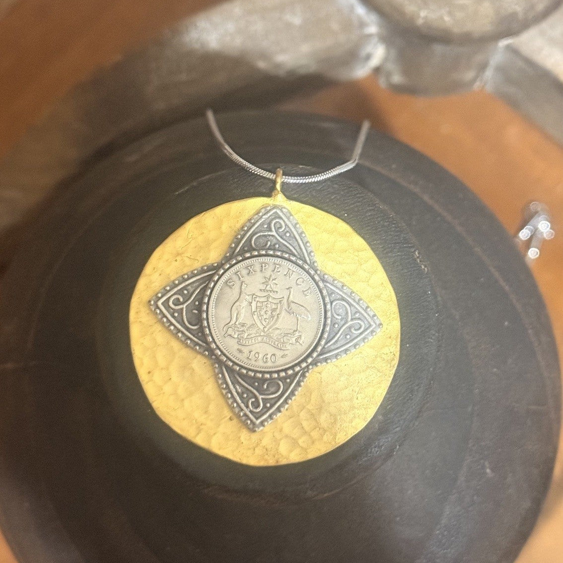 1960 Australian Sixpence Brass Necklace