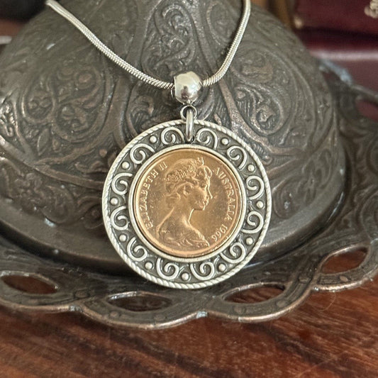 Australian 1966 One Cent Coin Necklace