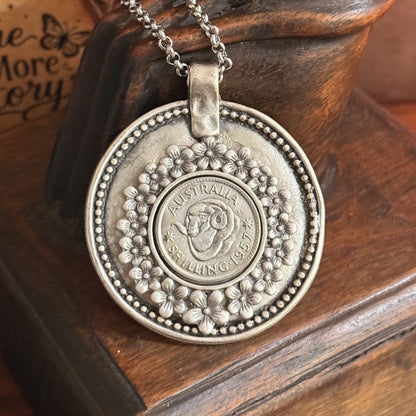 1957 Australian Merino Ram Shilling Necklace