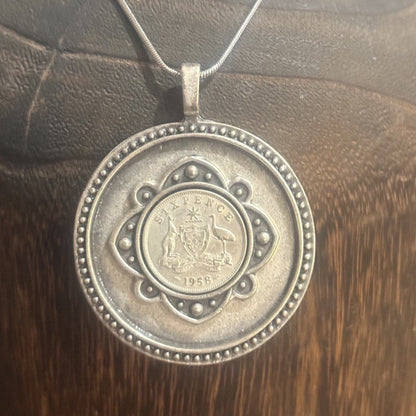 1958 Australian Sixpence Bold Necklace