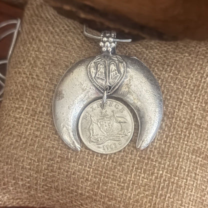 1963 Sixpence Crescent Necklace