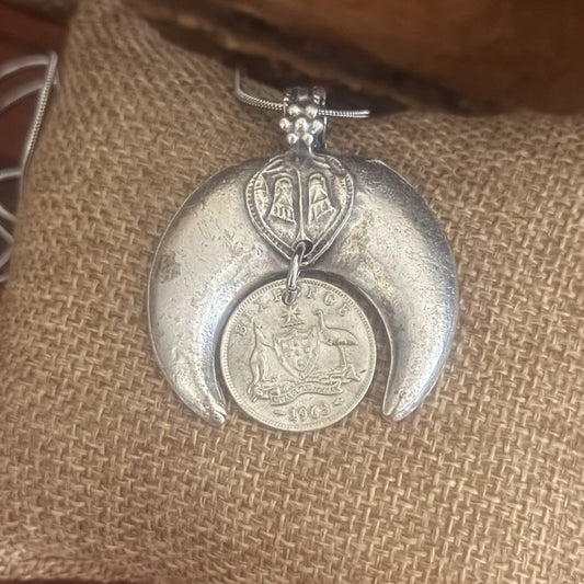 1963 Sixpence Crescent Necklace