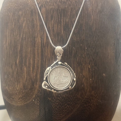 1959 Australian Sixpence Vintage Necklace