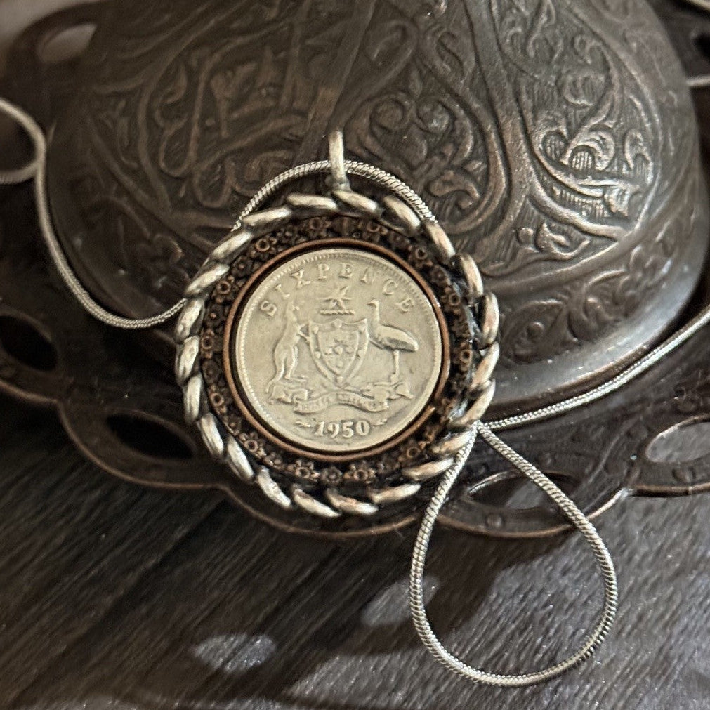 1950 Australian Sixpence Coin Necklace