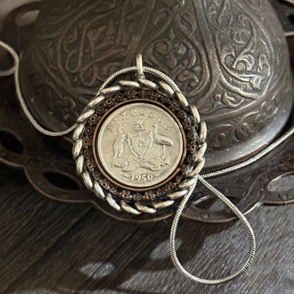 1950 Australian Sixpence Coin Necklace