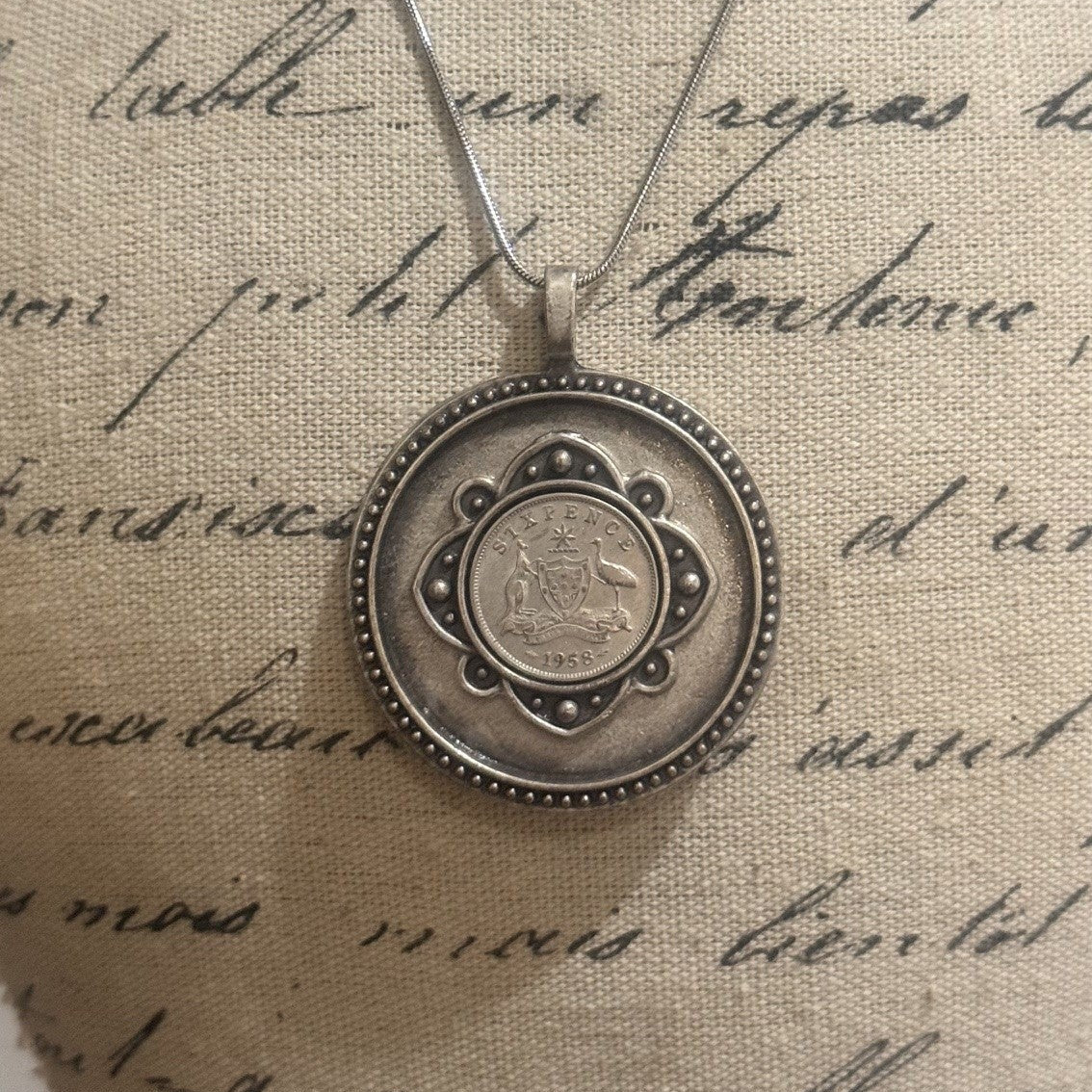 1958 Australian Sixpence Bold Necklace