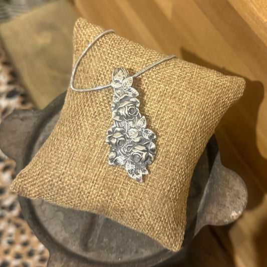 Antique Sterling Silver Rose Necklace