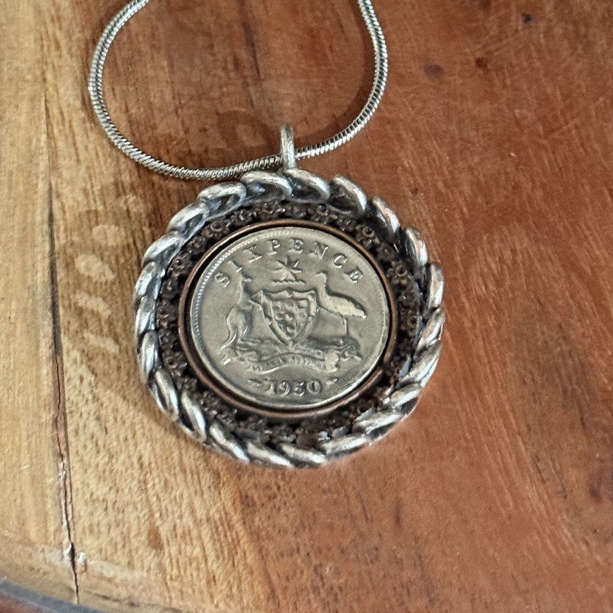 1950 Australian Sixpence Coin Necklace