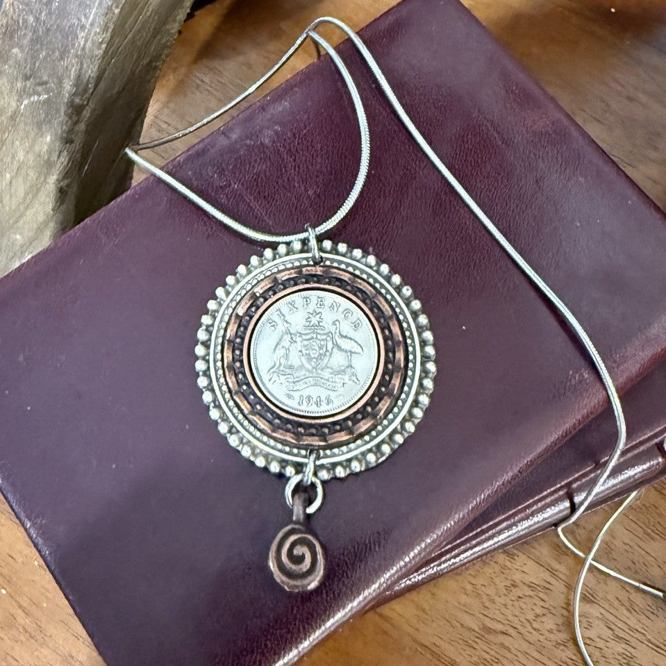 1946 Sixpence two tone Necklace