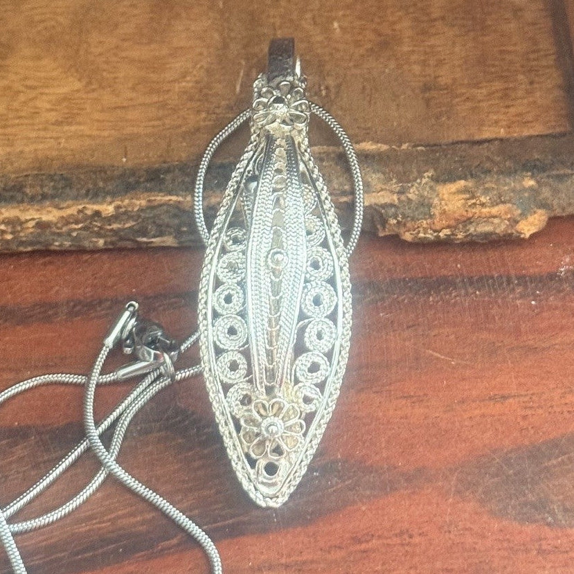 Vintage Filigree Cocktail Spoon Necklace