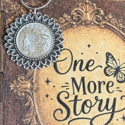 1957 Australian Sixpence Flower Necklace