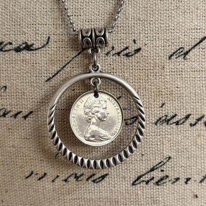 1966 Australian Five Cent Coin Necklace