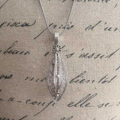 Vintage Filigree Cocktail Spoon Necklace