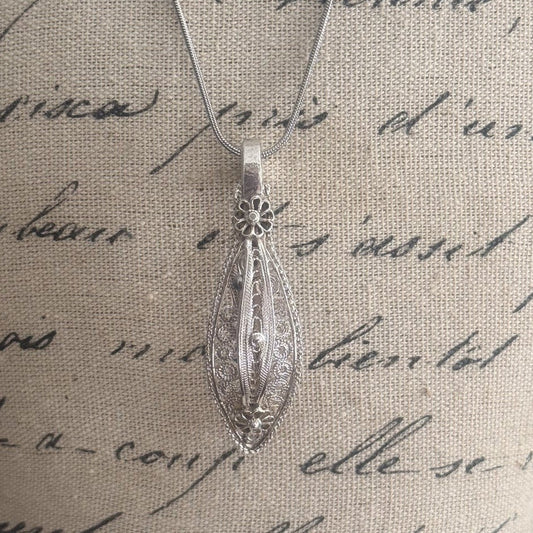 Vintage Filigree Cocktail Spoon Necklace