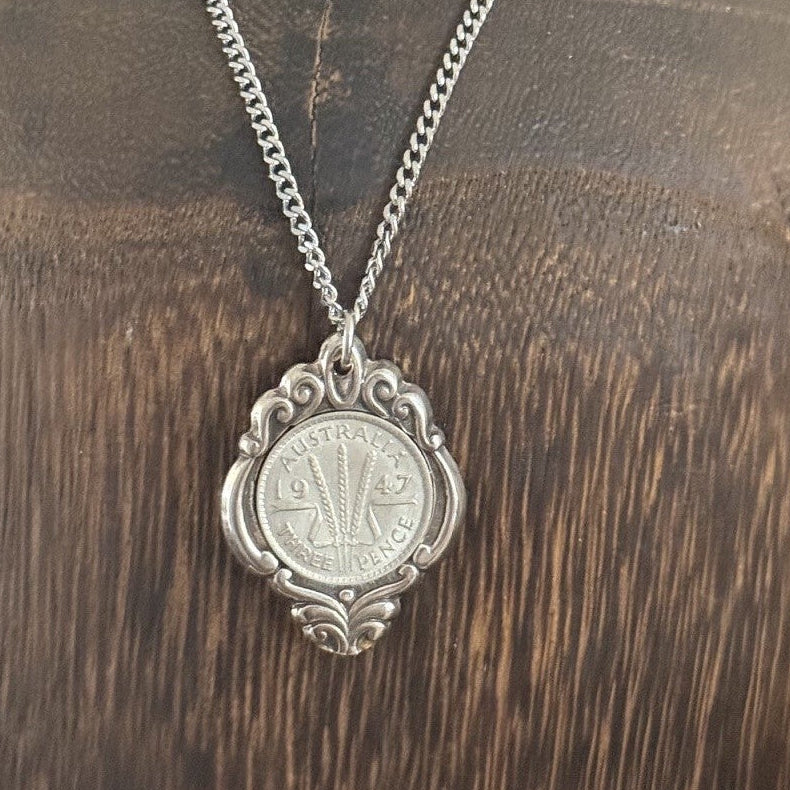 1947 Australian Threepence Souvenir Spoon Necklace