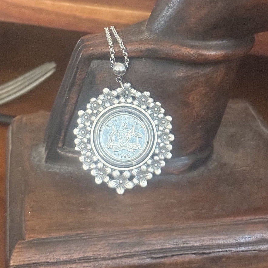 1956 Australian Sixpence Coin Necklace
