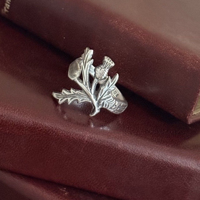 Sterling Silver Scottish Thistle Spoon Ring