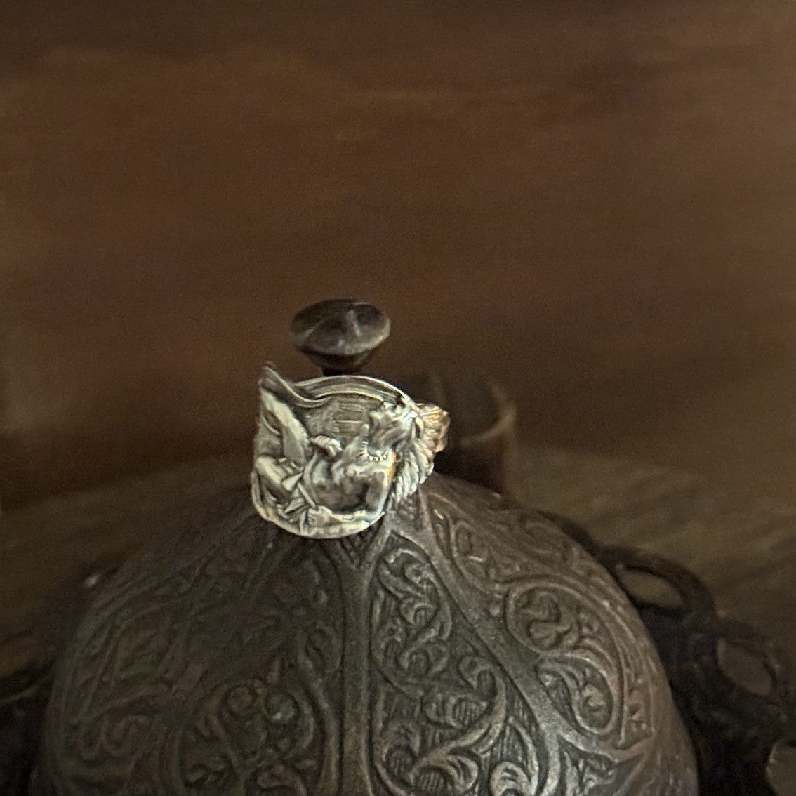 Sterling Silver American Chief Warrior Spoon Band Ring