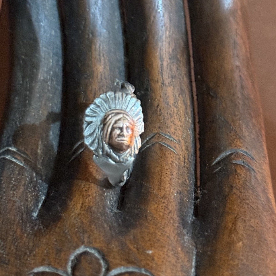 1900s Sterling Silver Indian Head Band Ring