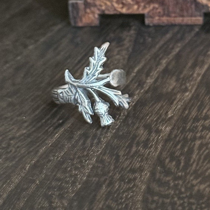 Sterling Silver Scottish Thistle Spoon Ring