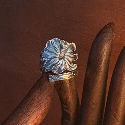 Antique Mauser Sterling Silver Floral Wrap Ring