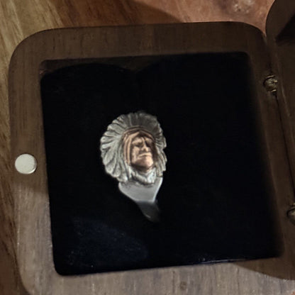 1900s Sterling Silver Indian Head Band Ring