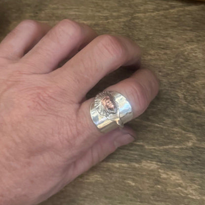 Sterling Silver Gold Face Ring