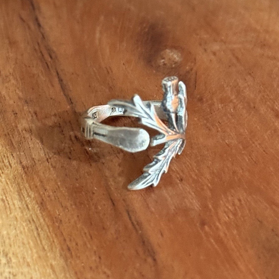 Sterling Silver Scottish Thistle Spoon Ring