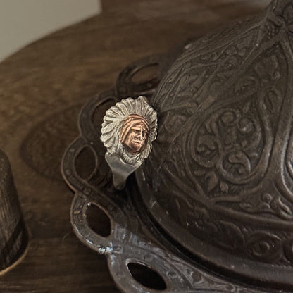 1900s Sterling Silver Indian Head Band Ring