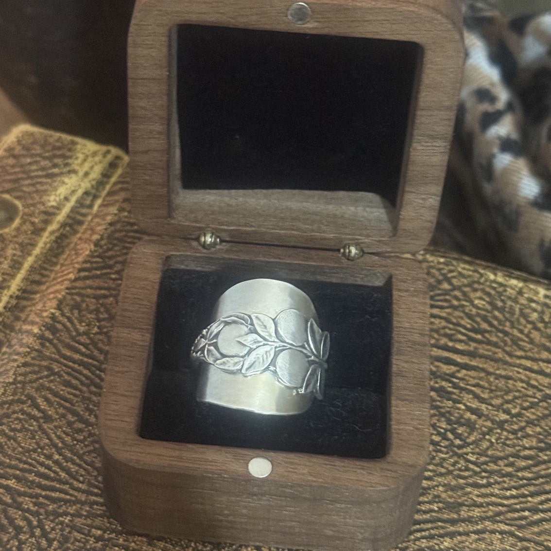 Sterling Silver 1940s Fruit Motif Ring – Saddle Spoon Ring