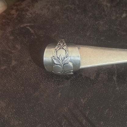 Sterling Silver 1940s Fruit Motif Ring – Saddle Spoon Ring