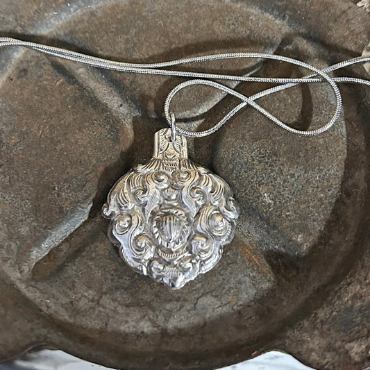 Silver Necklace - Silver Tibetan Medicine Spoon Necklace