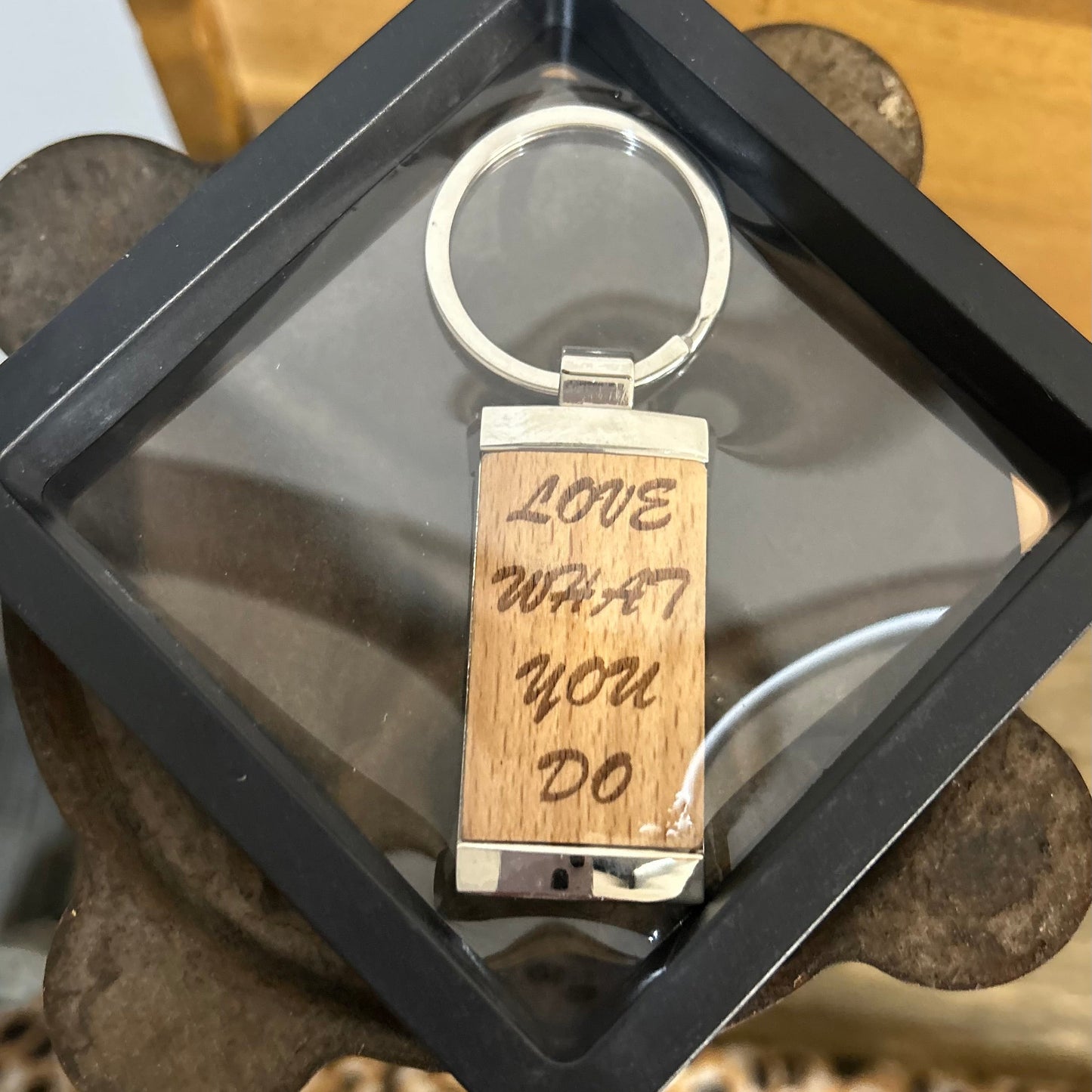 Love What You Do Timber & Metal Key Tag