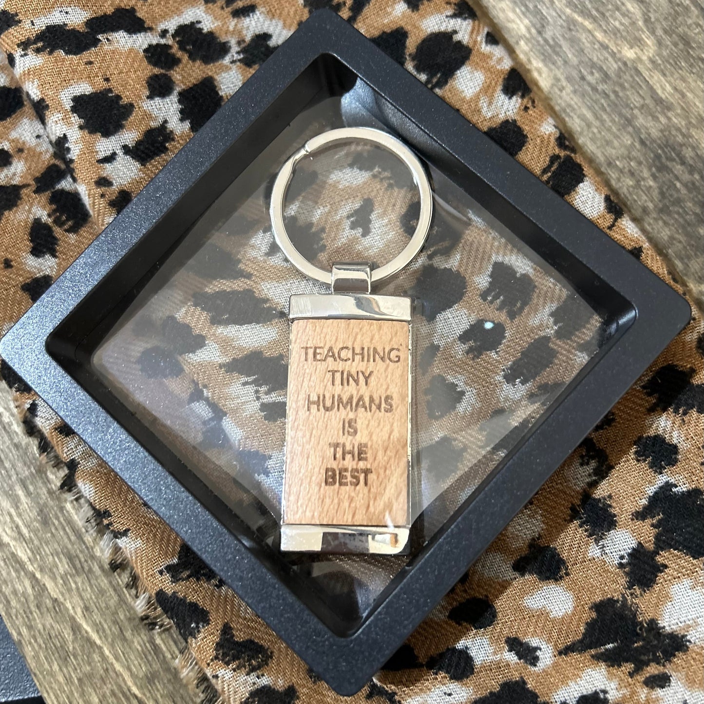 Teaching Tiny Humans Is the Best - Timber & Metal Key Tag