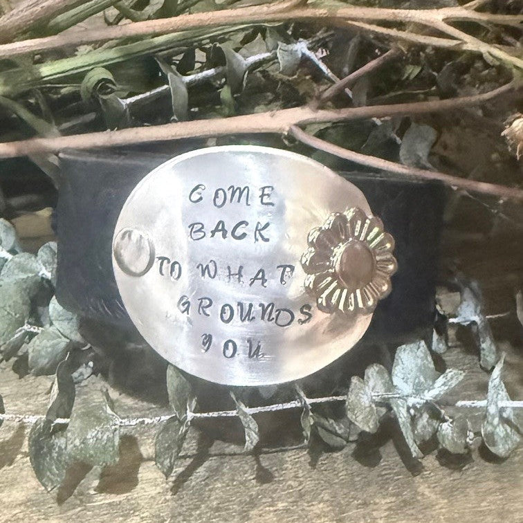 Leather Handstamped Cuff